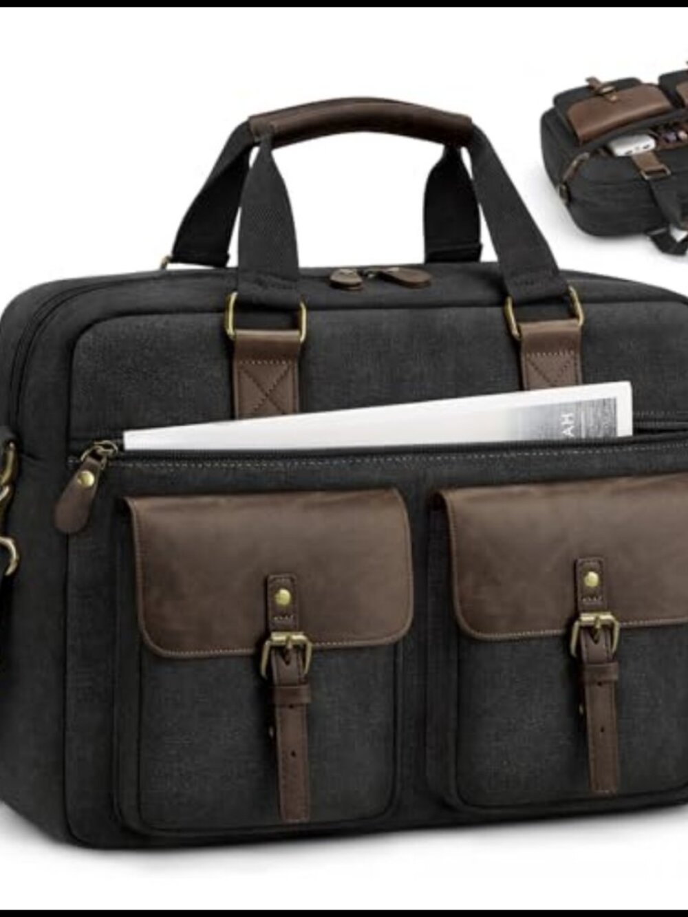 15.6 Inch Canvas Laptop Briefcase Messenger Shoulder Bag